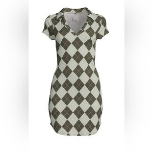 Green Check Polo Dress Medium Fitted